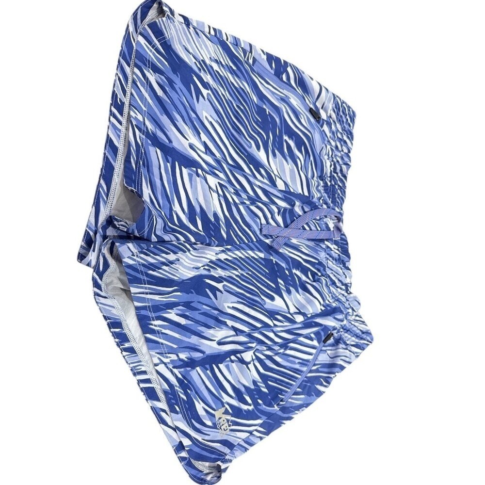 REI Co-Op Kids Blue/White Swim Shorts  (14-16) Poly/Spandex With Drawstring EUC